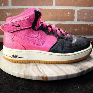 Nike Womens Air Force 1 Mid Shoes Size 6 (4Y) Athletic Leather Sneakers Pink.